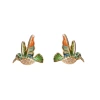 Light luxury style colored enamel drop glaze hummingbird 14K ear studs slightly inlaid zircon three-dimensional bird dynamic and high-end earrings Item Picture